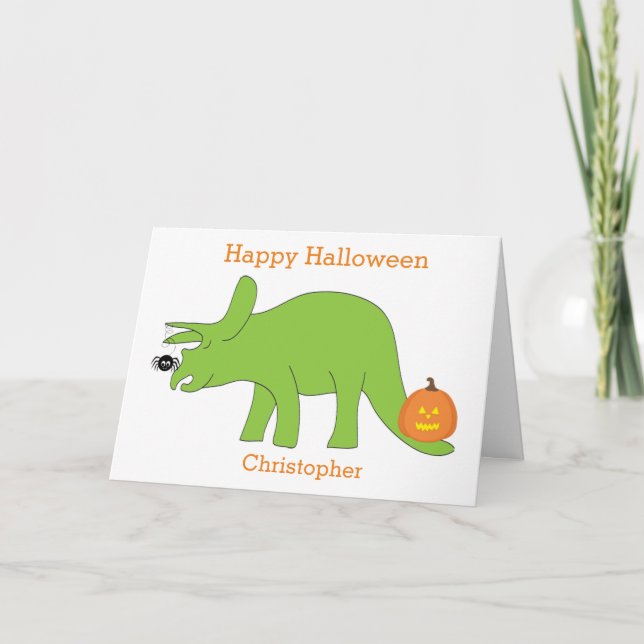 Tarjeta Triceratops Dinosaur Halloween (Anverso)