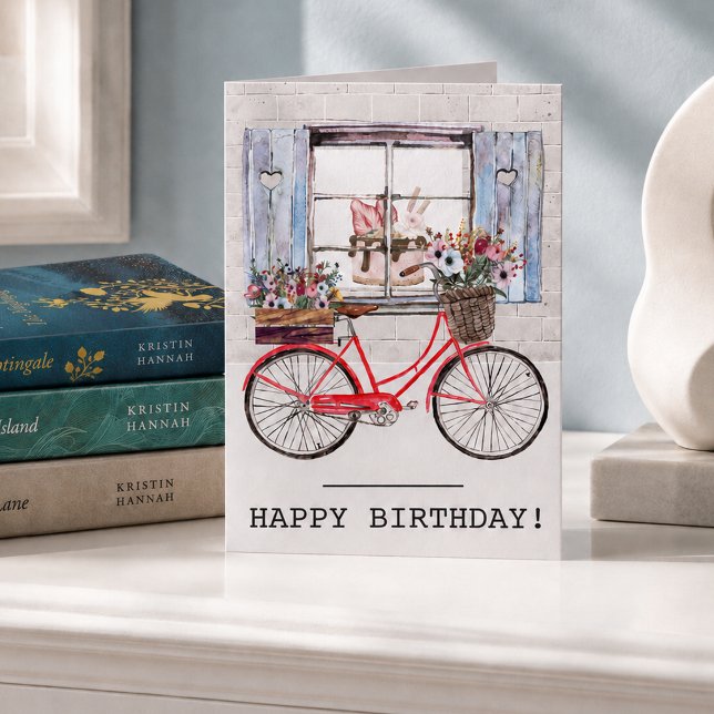 Tarjeta Triciclo Rojo con Canasta de Flores Cumpleaños de  (Subido por el creador)
