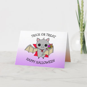 Tarjeta Trick de Halloween o truco para tratar bolsitas co