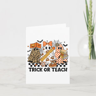 Tarjeta Trick O Teach Ghost Teacher Halloween Retro Cherr