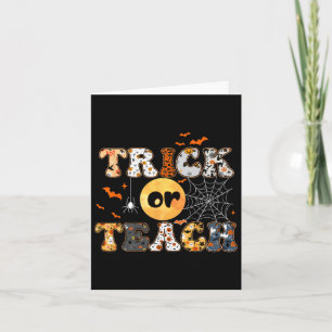 Tarjeta Trick O Teach Groovy Teacher Halloween Retro Flor