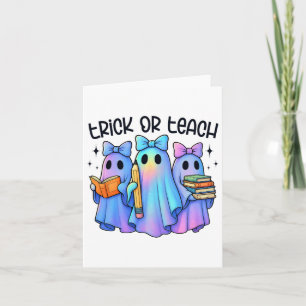 Tarjeta Trick O Teach Pastel Galaxy Ghost Halloween Spoke