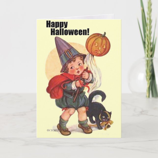 Tarjeta Trick o tratador de Halloween de moda (Anverso)