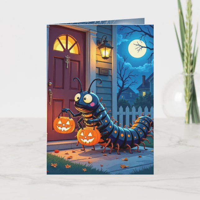 Tarjeta Trick o tratamiento de Halloween Centipede (Anverso)