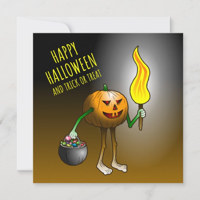Tarjeta Trick o Treat con calabazas (Anverso)