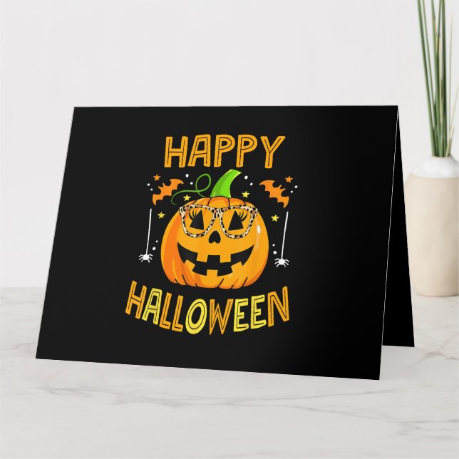Tarjeta Trick O Trek Halloween Funny Calabaza Feliz Hallo (Anverso)