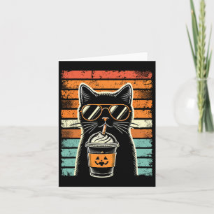 Tarjeta Trick Or Treat Gato Negro Hipster Divertido Hallow