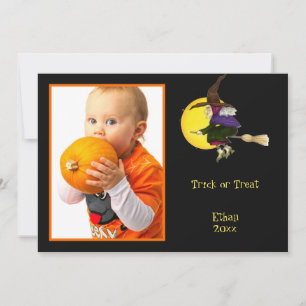 Tarjeta Trick or Treat Halloween Bruja Foto Marco o Tarjet
