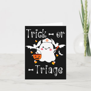 Tarjeta Trick Or Triage Enfermera de Triage Fantasma Hallo