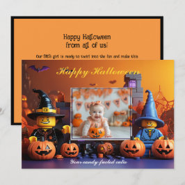 Tarjeta Trick-or-Trick-or-Treatment de Parche de Calabaza