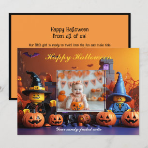 Tarjeta Trick-or-Trick-or-Treatment de Parche de Calabaza