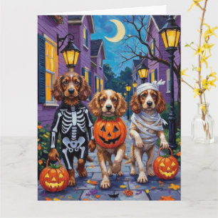 Tarjeta Trick Spaniel perros trick-or-Treating en Hallowee