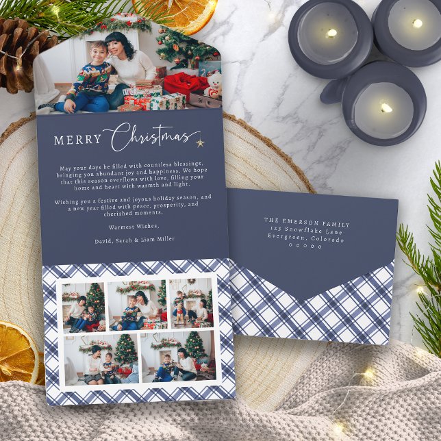 Tarjeta Trifoliada de Navidad Azul (Blue Christmas Trifold Card
)