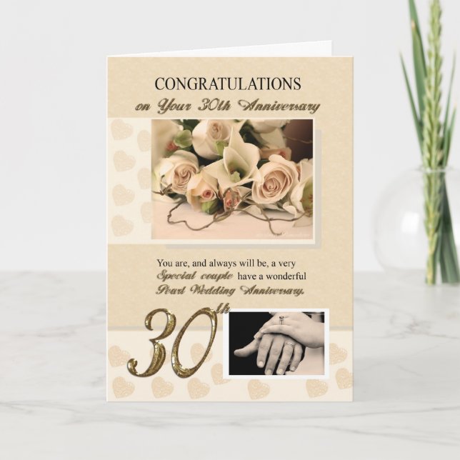 Tarjeta trigésimo Aniversario de boda de la perla (Anverso)