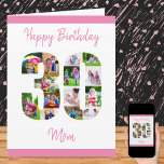 Tarjeta Trigésimo collage de fotos feliz del número de la<br><div class="desc">Diga a la trigésima mamá feliz del cumpleaños con una tarjeta de cumpleaños única y su propio collage de encargo de la foto. Esta tarjeta de cumpleaños para la mamá tiene tipografía femenina de la escritura en rosa y simplemente diseñar para centrarse en sus imágenes en el número 30. La...</div>