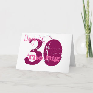 Tarjeta trigésimo Hija del cumpleaños, Borgoña, blanco