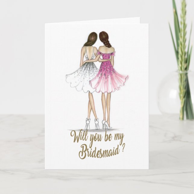 Tarjeta triguena de la dama de honor de la novia (Anverso)