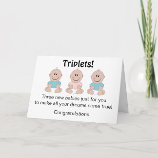 Tarjeta Trillizos recién nacidos personalizados