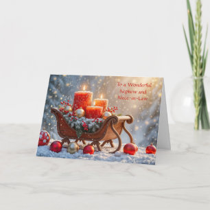Tarjeta Trineo de Navidad para sobrino y sobrina política