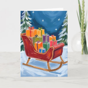 Tarjeta Trineo de Santa Feliz Navidad