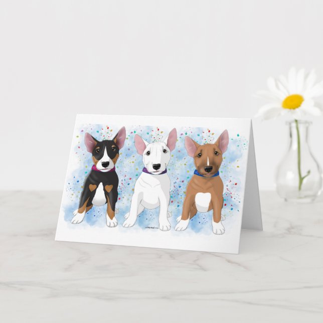Tarjeta Trío de Bull Terrier (Planta pequeña)