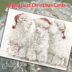 Tarjeta Trío de cabras Angora adorables de Navidad