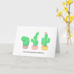 Tarjeta Trío de Cactus Boho Moderno del Desierto en Blanco