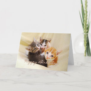 Tarjeta Trio de gatitos feliz cumpleaños de la abuela