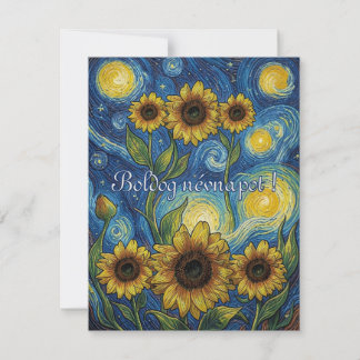 Tarjeta Trío de girasoles en una noche oscura de nombre