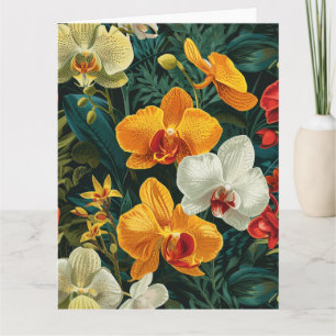 Tarjeta Trío de Orquídea Radiante Cumpleaños