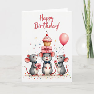 Tarjeta trío de ratón caprichoso
