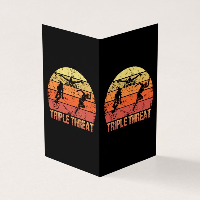 Tarjeta Triple amenaza de triatlón (Exterior)