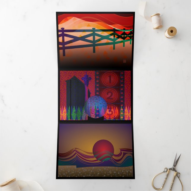 Tarjeta triple de cielo rojo (Interior)