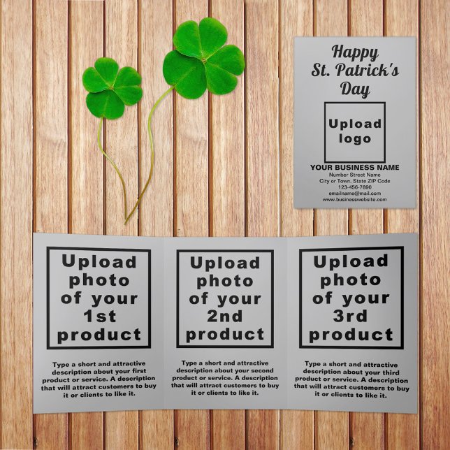 Tarjeta triple de negocios Gray St. Patrick's Day (Gray St. Patrick's Day business trifold card)