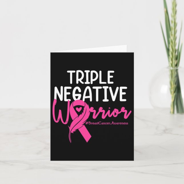 Tarjeta Triple Guerrero Negativo Cáncer de Mama Cinta Rosa (Anverso)
