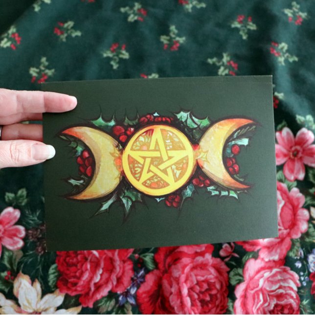 Tarjeta Triple luna Holly Yule Art (Subido por el creador)