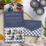 Tarjeta triple Navidades azules<br><div class="desc">Transforme su temporada de vacaciones con nuestra exquisita tarjeta de Collage de fotos Triple Navidad, con un impresionante patrón de manto azul marino y búfalo blanco. Esta tarjeta irradia elegancia eterna y encanto festivo, ofreciendo un amplio espacio para mostrar tus preciados recuerdos. Eleve sus saludos de vacaciones con un toque...</div>