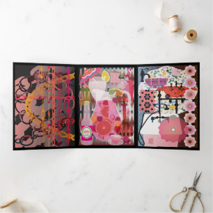 Tarjeta triple rosa