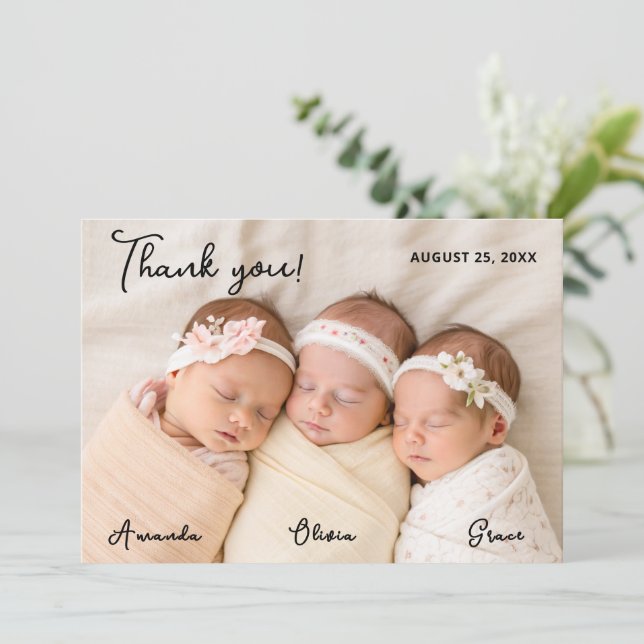Tarjeta Triplet Baby Girls (Triplet Baby Girls) co (Anverso de pie)