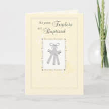 Triplets Baptism Card in Yellow con 3 cruces