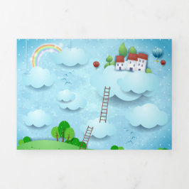 Tarjeta Tríptica Aldea sobre las nubes