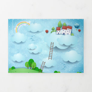 Tarjeta Tríptica Aldea sobre las nubes