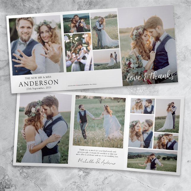 Tarjeta Tríptica Amor y gracias Collage de fotos 14 Boda Keepsake (Subido por el creador)