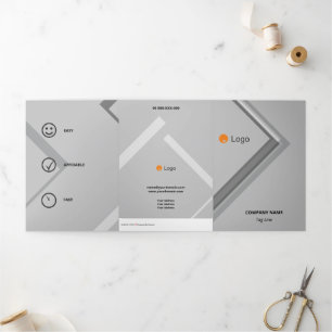 Tarjeta Tríptica Ángulos Retro Geométricos Monocromáticos Lógicos