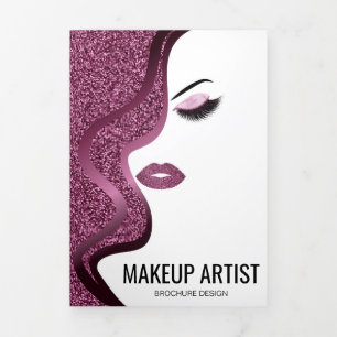 Tarjeta Tríptica Artista de maquillaje Salón Lashes Hairstylist