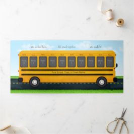 Tarjeta Tríptica Autobús Escolar Amarillo 10 Fotos para Maestro o