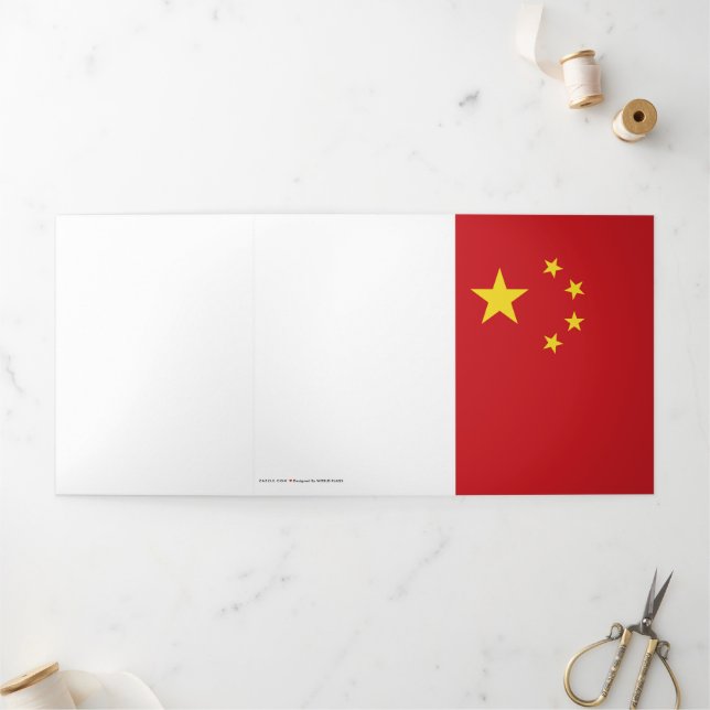 Tarjeta Tríptica Bandera de China (Exterior)