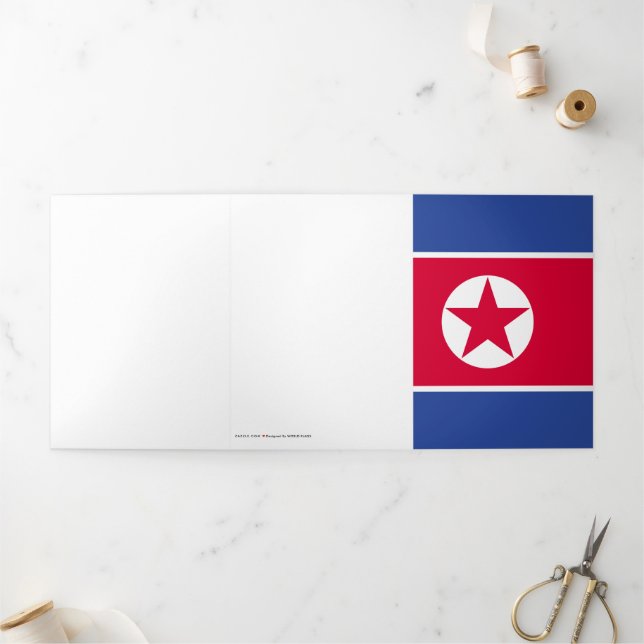 Tarjeta Tríptica Bandera de Corea del Norte (Exterior)