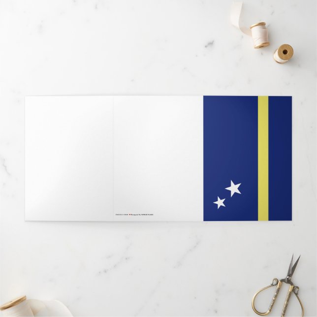 Tarjeta Tríptica Bandera de Curazao (Exterior)