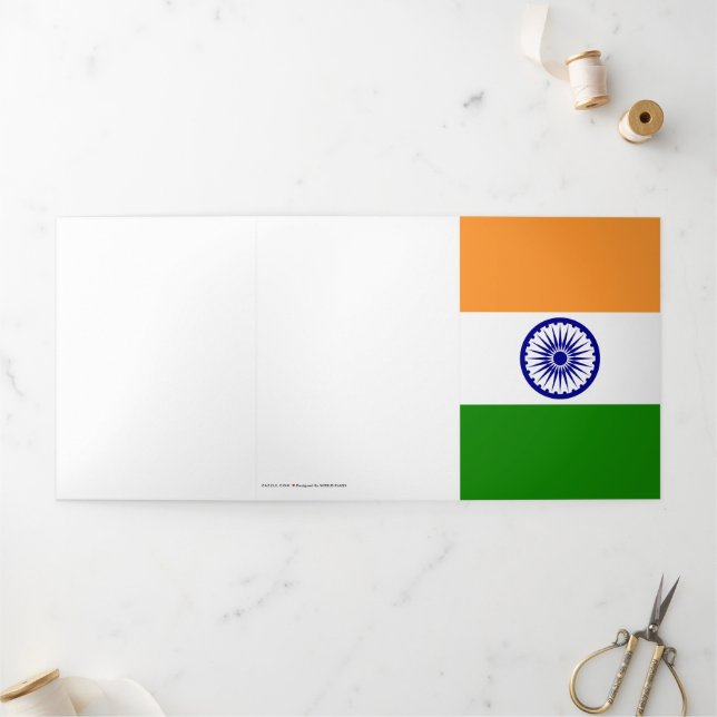 Tarjeta Tríptica Bandera de la India (Exterior)